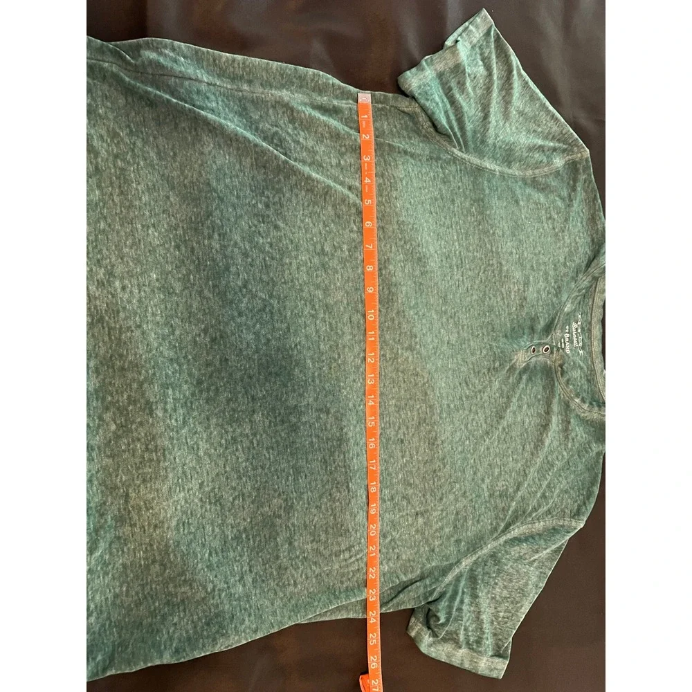 Lucky Brand Venice Burnout Henley Shirt Mens XXL Green Short Sleeve Tee
